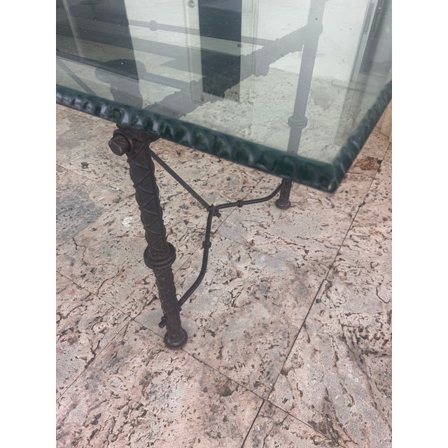 Substantial brutalist iron dining or center table in the style of Israeli artist and sculptor Ilana Goor. The base is...