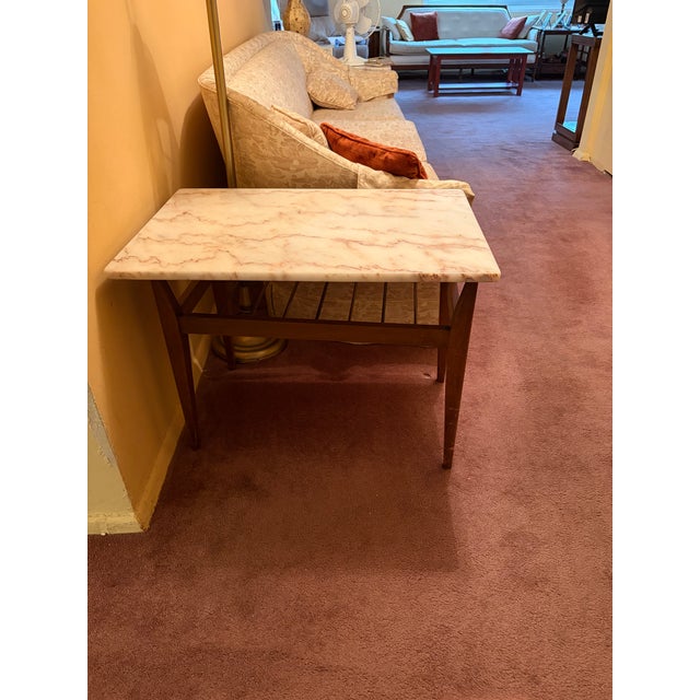 1960s Set of 2 - 1960s Mid-Century Modern Marble Top Side Tables For Sale - Image 5 of 8