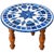 Beautiful round stone-inlay table featuring a striking geometric starburst mosaic top made with genuine lapis lazuli and...