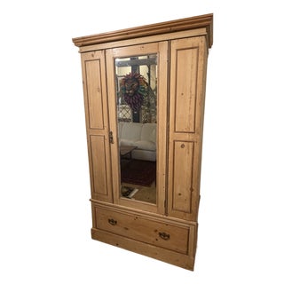 Antique Scrubbed Pine Armoire For Sale