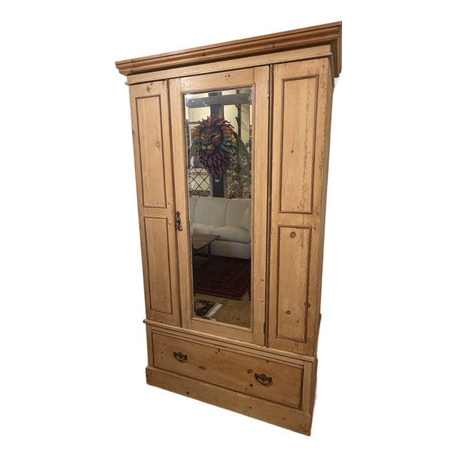Antique Scrubbed Pine Armoire For Sale