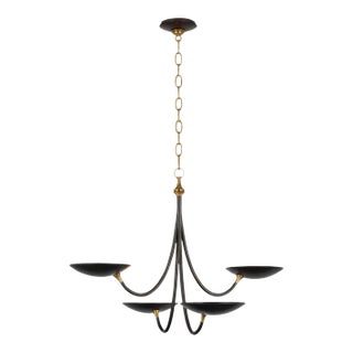 Thomas O'Brien for Visual Comfort Signature Keira Medium Chandelier in Bronze & Hand-Rubbed Antique Brass For Sale