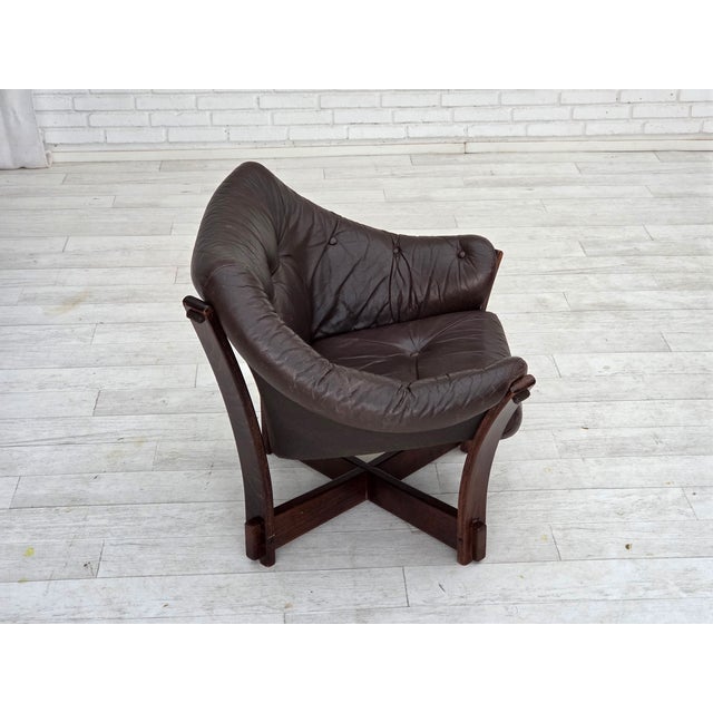 Scandinavian Lounge Chair in Furniture Leather and Oak, 1970s For Sale - Image 10 of 18