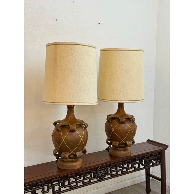 Goldenrod 1970s Pair of Mid Century Modern Table Lamps For Sale - Image 8 of 10