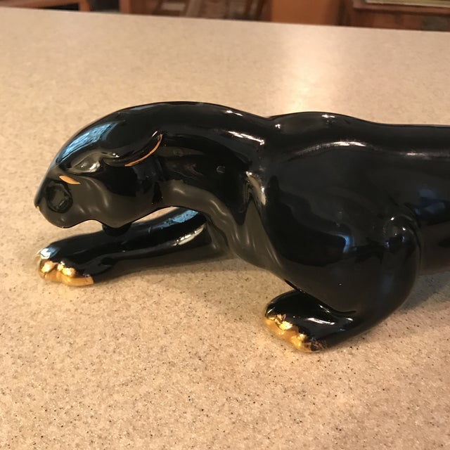 Vintage Black Panther Ceramic Figurine Chairish