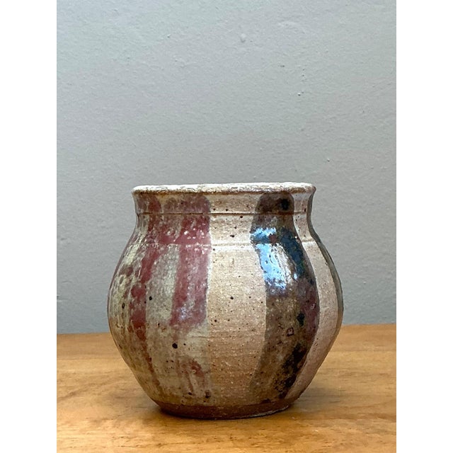 Sand Vintage Striped Studio Pottery Vase For Sale - Image 8 of 16