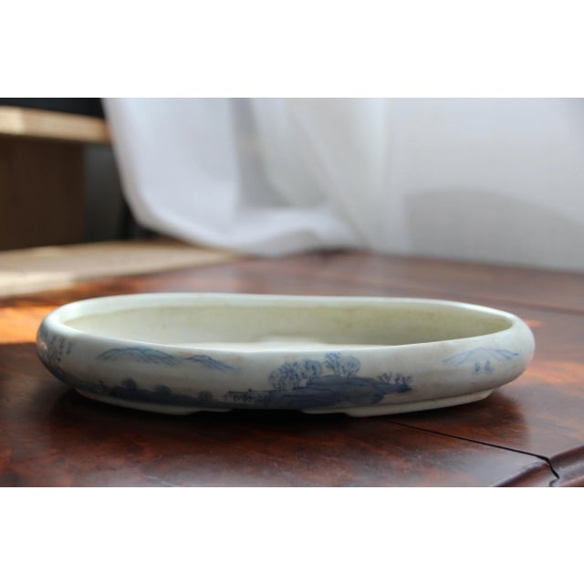 Blue and White Porcelain Bonsai Pot, 1950s For Sale - Image 12 of 13