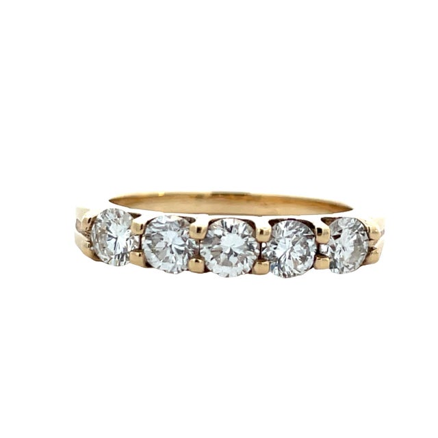 14k Yellow Gold 1.03 Total Carat Diamond Band, Size 6.5 For Sale - Image 9 of 12