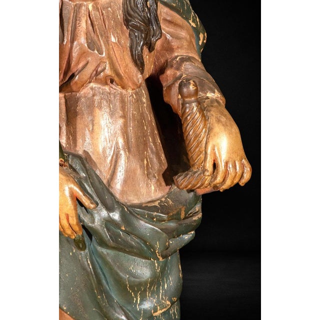 Spanish Artist, Figure of Saint Catherine, 18th Century, Polychrome Wood For Sale - Image 3 of 9