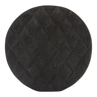Modern Quilted Vase in Black Shagreen With Brass Details by Kifu Paris For Sale