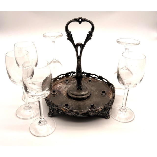 English Silver Plate Cordial Glass Holder for Your Barcart For Sale - Image 3 of 9