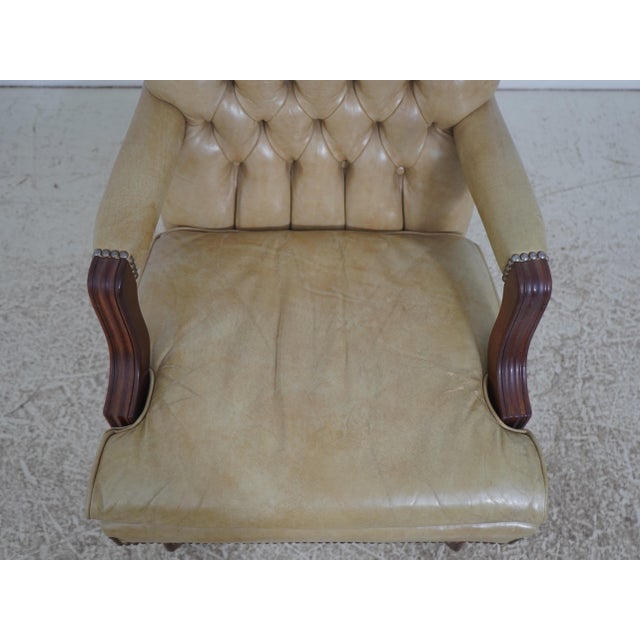 Classic Leather Tufted Rolling Desk Chair For Sale In Philadelphia - Image 6 of 18