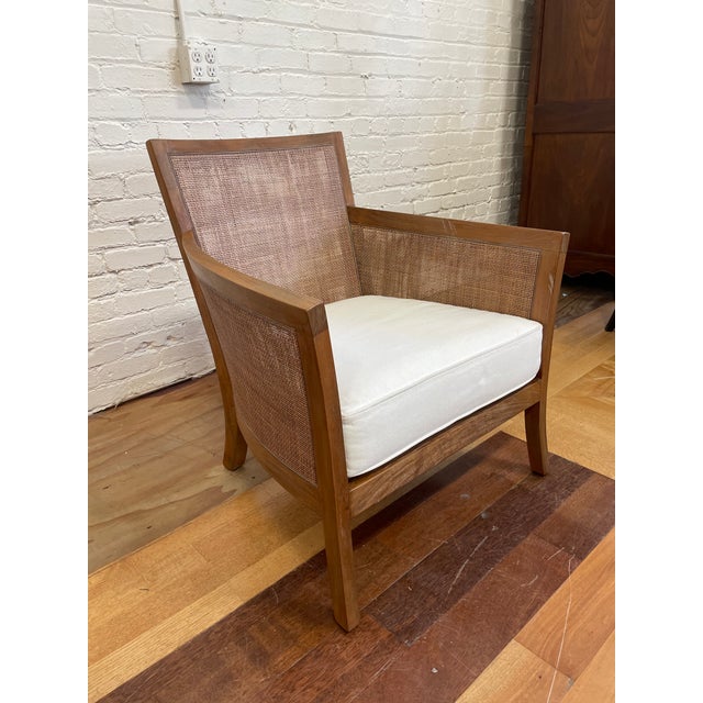 Crate & Barrel Blake Grey Wash Rattan Chair With Fabric Cushion Chairish