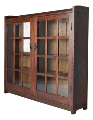 1910s Large Two-Door Bookcase by Gustav Stickley