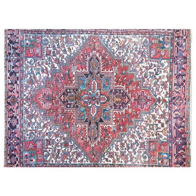 Red Early 20th Century Persian Heriz Rug For Sale - Image 8 of 15