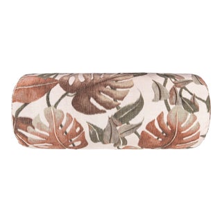 Scalamandre 21" x 7" Rainforest Warp Print Bolster Pillow in Terra Cotta For Sale