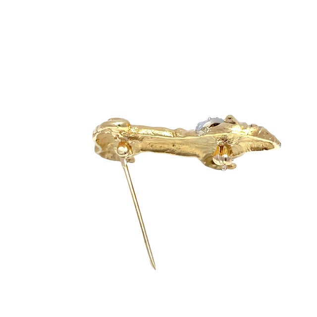 18k Yellow Gold Diamond Studded Pug Dog Brooch For Sale - Image 4 of 10