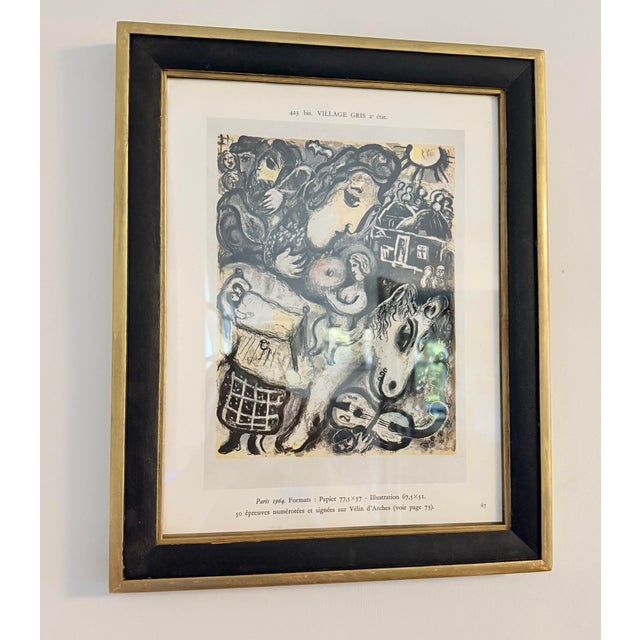 Marc Chagall Vintage Marc Chagall Lithographic Double-Sided Book Plates Set; ‘Village Gris' and ‘Sur La Neige’ (1964) Framed For Sale - Image 4 of 11