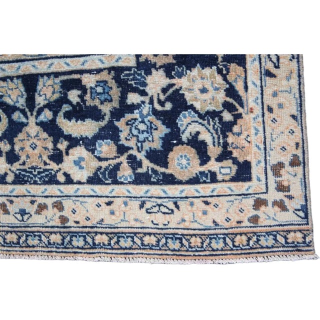 Textile 1960s Navy Blue & Orange Design Vintage Anatolian Oversize Rug For Sale - Image 7 of 10