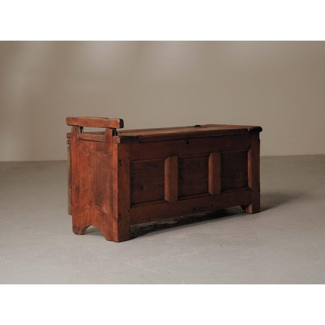 19th Century Mountain Folk Art Pine Storage Bench, France For Sale - Image 13 of 18