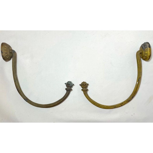 19th Century Pair of Antique 19th Century Gilt Bronze Ornate Victorian Wall Hooks Bracket For Sale - Image 5 of 8