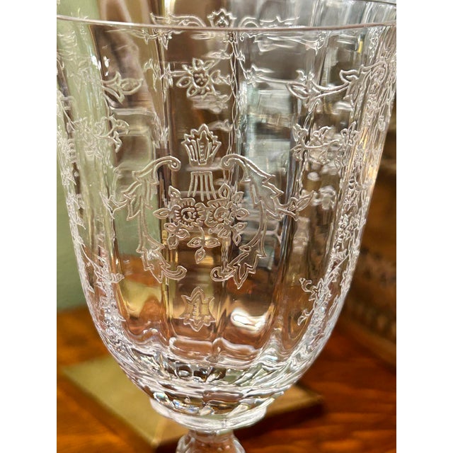 Baroque Vintage Fostoria “Navarre” Etched Crystal Water Goblets - A Set of 4 For Sale - Image 3 of 6