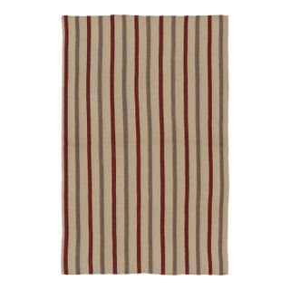 Rug & Kilim's Contemporary Rez Kilim With Beige & Red Striped Design For Sale