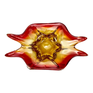 Vintage Italian Murano Sommerso Red & Orange Art Glass Bowl