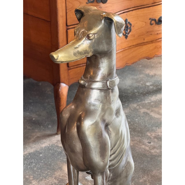 1950s Silvered Brass Whippet Sculpture For Sale - Image 6 of 11