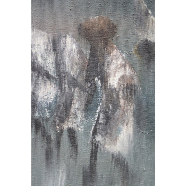 Mid 20th Century Charles Obas Rainy Haitian Village Scene Sailboats Figures Oil Painting 29" For Sale - Image 6 of 10