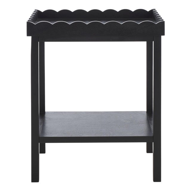 Starlyn Scalloped Accent Table in Matte Black For Sale