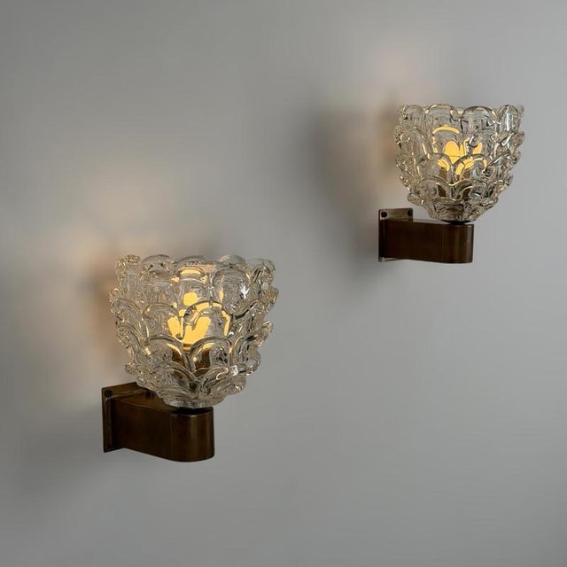 Vintage Festoni Wall Sconces by Ercole Barovier for Barovier & Toso, 1938, Set of 2 For Sale - Image 3 of 18