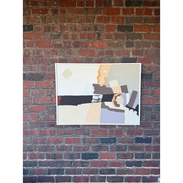 Tan Abstract Oil on Canvas by Sanders – Retailed Through Harris Strong – Signed, Framed For Sale - Image 8 of 12