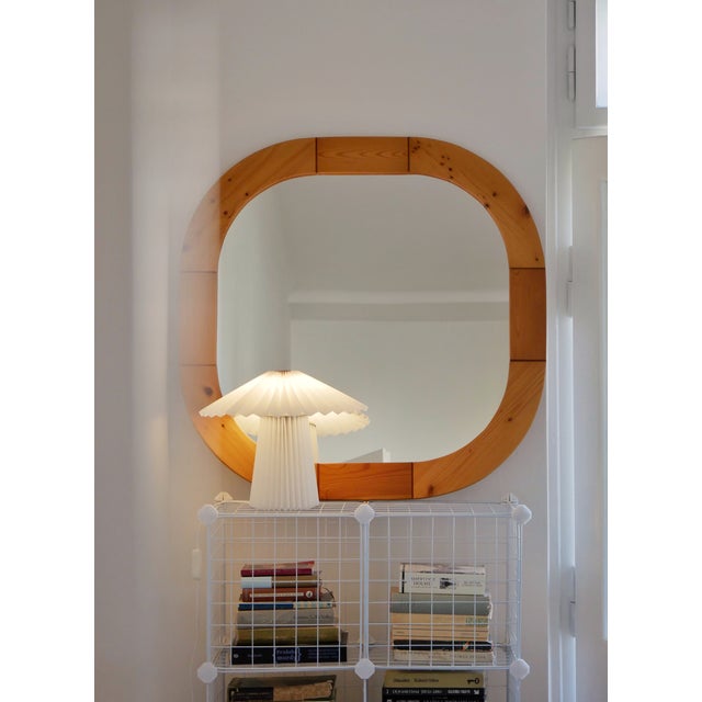 Mid-Century Modern Scandinavian Pine Mirror, 1970s For Sale - Image 3 of 6