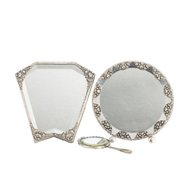 Early 20th Century Portuguese Silver Mirrors, Set of 3 For Sale - Image 6 of 6