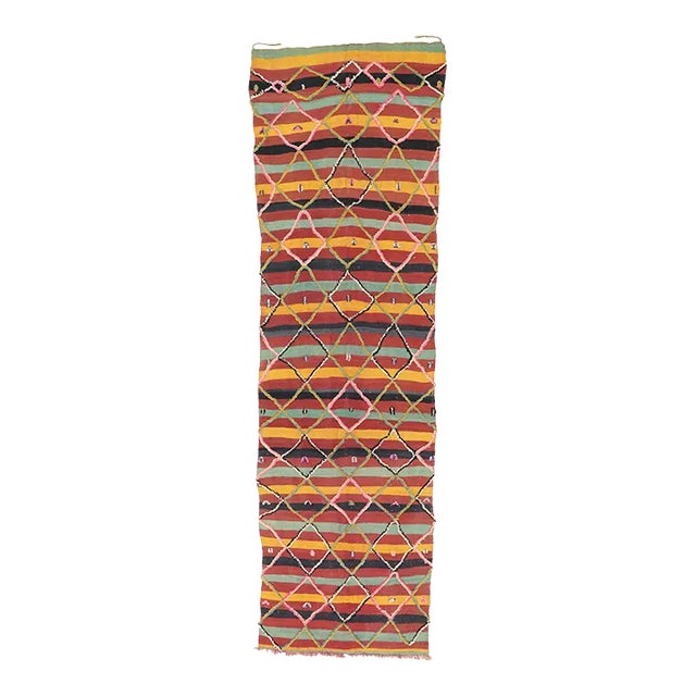 Vintage High-Low Taznakht Moroccan Rug - 04'03 X 15'01 For Sale