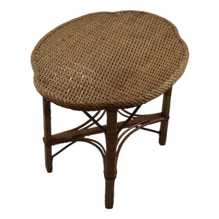 Mid-Century Free-Form Wicker and Rattan Side Table, 1960s For Sale