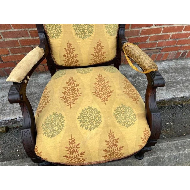Antique Eastlake Victorian Renaissance Revival Open Armchair. 19th Century For Sale - Image 9 of 12