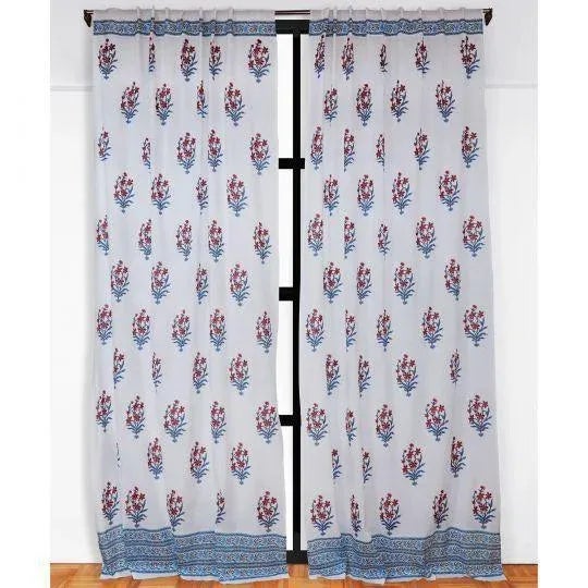 Nargis 45" X 96" Orange & Blue Curtain For Sale - Image 4 of 4