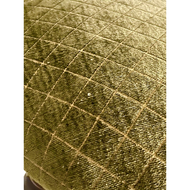 Vintage Moss Green Upholstered Footstool With Turned Legs For Sale - Image 15 of 15