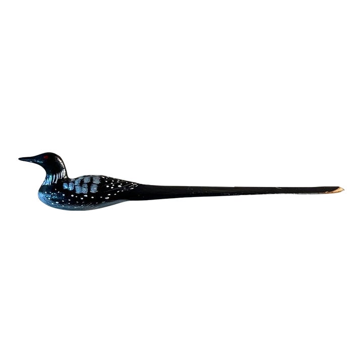 Vintage Hand Carved Wooden Loon Letter Opener | Chairish