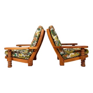 Pair of 1970s Swedish Pine "Tälja" Lounge Chairs by Sven and Christian Larsson For Sale
