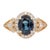 Blue Sapphire Engagement Ring With Natural Diamond Halo: Solid 14k Gold, Size 6.75 For Sale