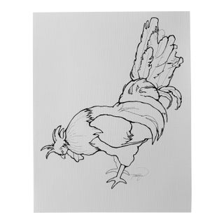 Rooster Ink Drawing by Tawna Allred For Sale