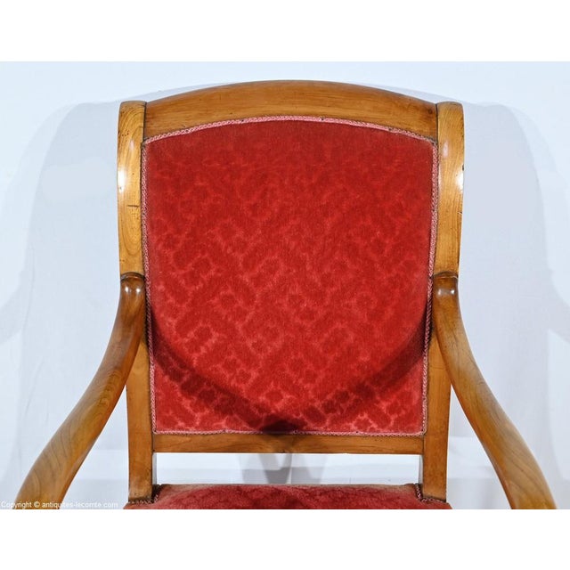Red Set of 1st Part 19th Century Louis Philippe Cherry Wood Armchairs For Sale - Image 8 of 18