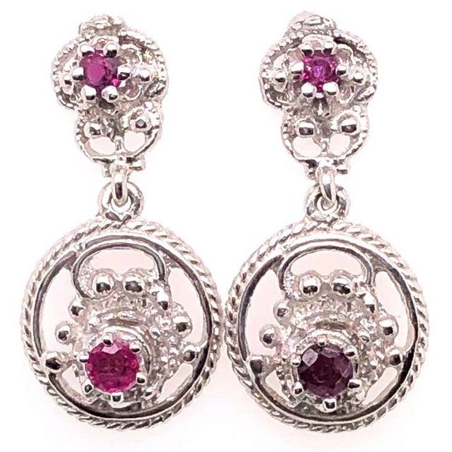 14 Karat White Gold Ruby Drop Dangle Earrings For Sale In New York - Image 6 of 10