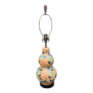 Hand Painted Double Gourd Lamp- Signed Ching Dynasty For Sale