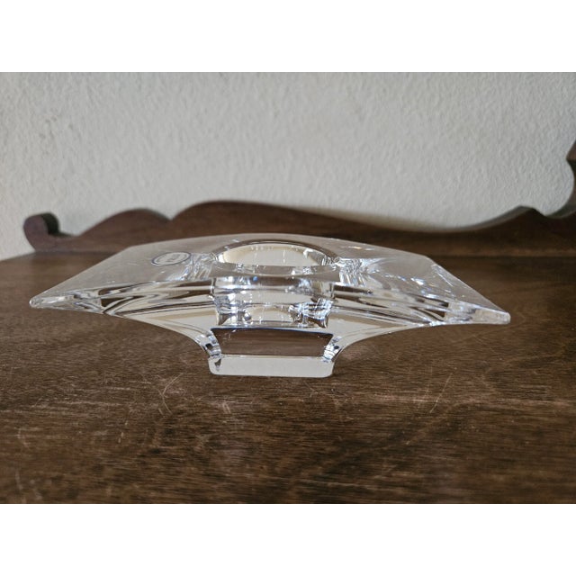 Late 20th Century Pair of Nambe Crystal Planar Votive Candle Holders