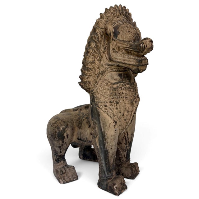 Vintage 1980 Austin Productions Foo Dog 21.75" Guardian Lion Statue Signed Large For Sale - Image 10 of 18