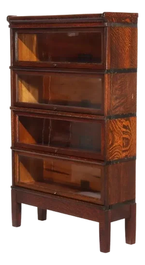 Antique Globe Wernicke Oak Four Stack Barrister Bookcase Signed C1920